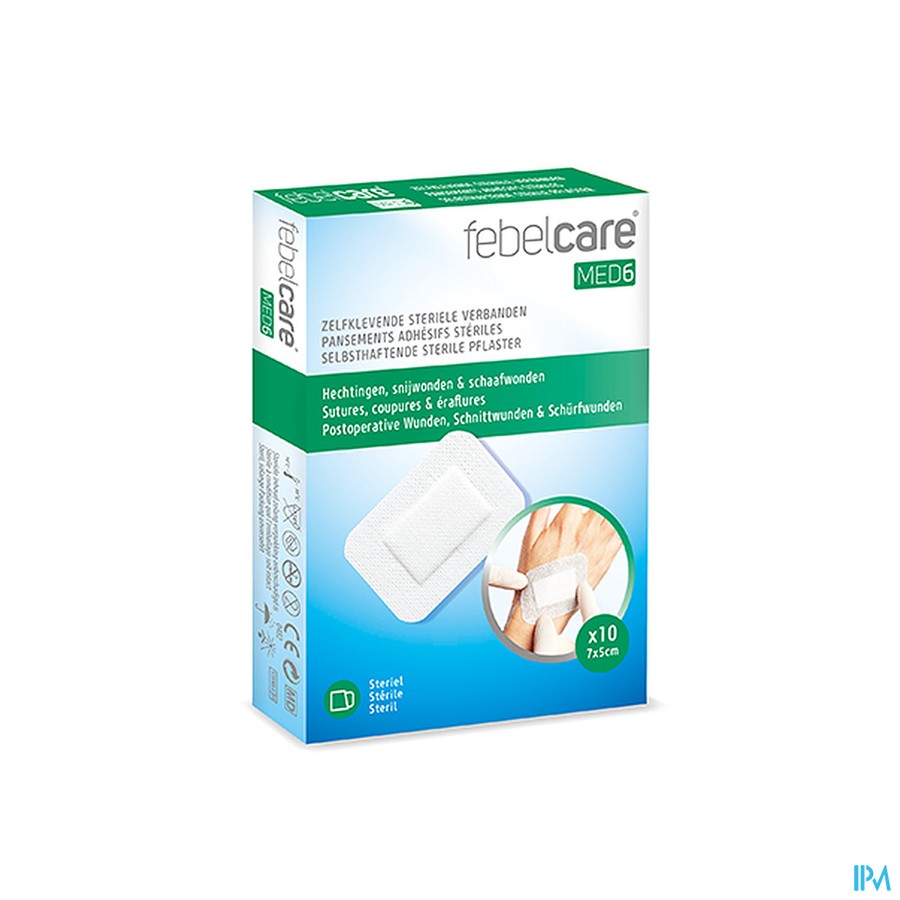 Febelcare Med6 Zelfkl. Steriele Verband.7x5cm 10st