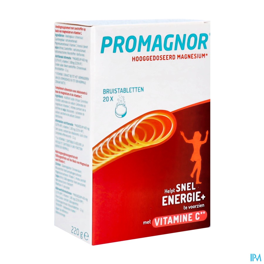 Promagnor Magnesium 400mg + 180mg Vitamine C (20 bruistabletten)