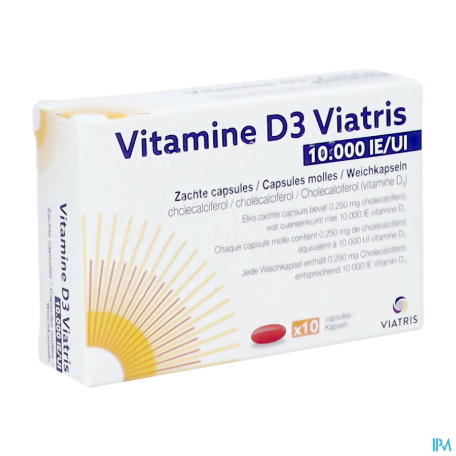 Vitamine D3 Viatris 10000ie Zachte Caps 10