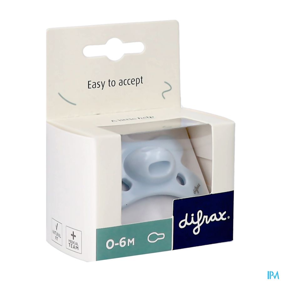 Difrax Fopspeen Natural 0-6m Uni/pure Blauw/ice