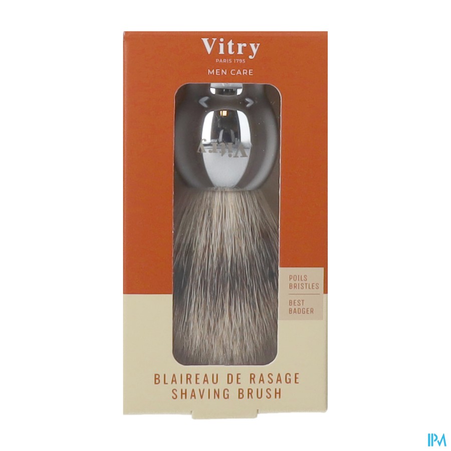 Vitry Man Best Badger Scheerkwast + Houder Metaal