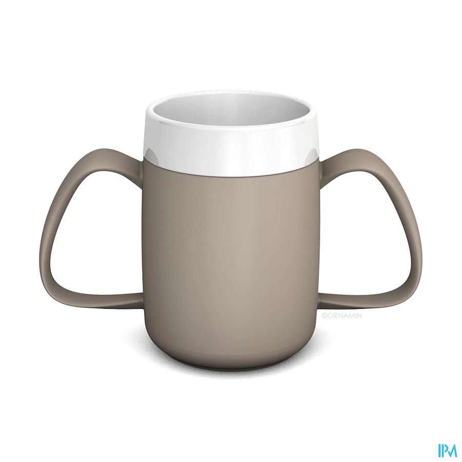 Ornamin Iso Beker Trecht. 2handvat 200ml Lin.grijs