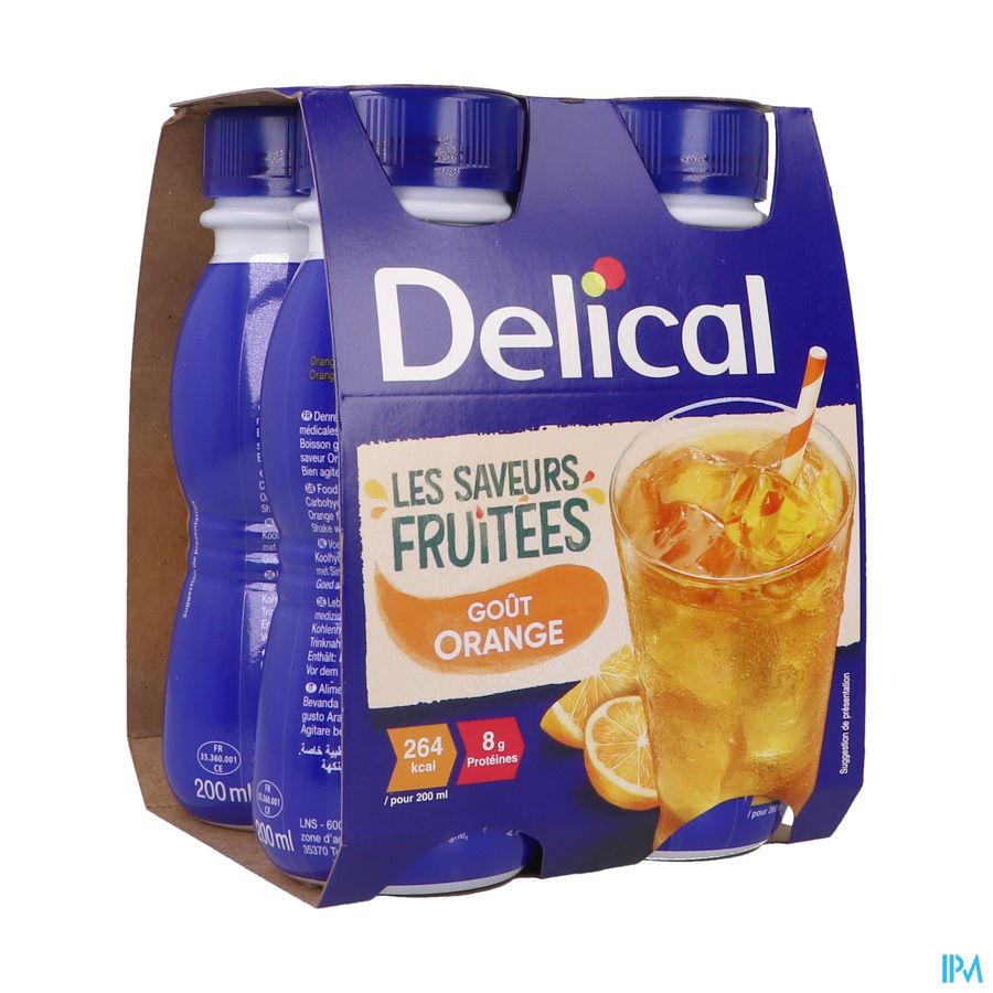 Delical Fruitdrink Sinaasappel 4x200ml