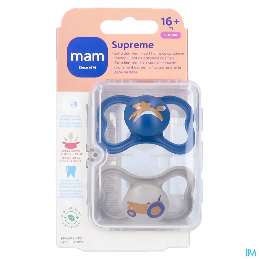 Mam Supreme Fopspeen Silicone Pure 16m+ Blue 2