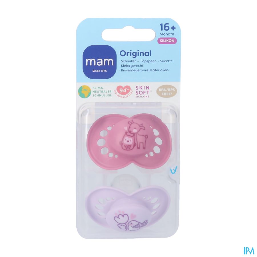 Mam Fopspeen Original Pure Siliconen 16m+ Meisje Mam Fopspeen Original Pure Siliconen 16m+ Meisje