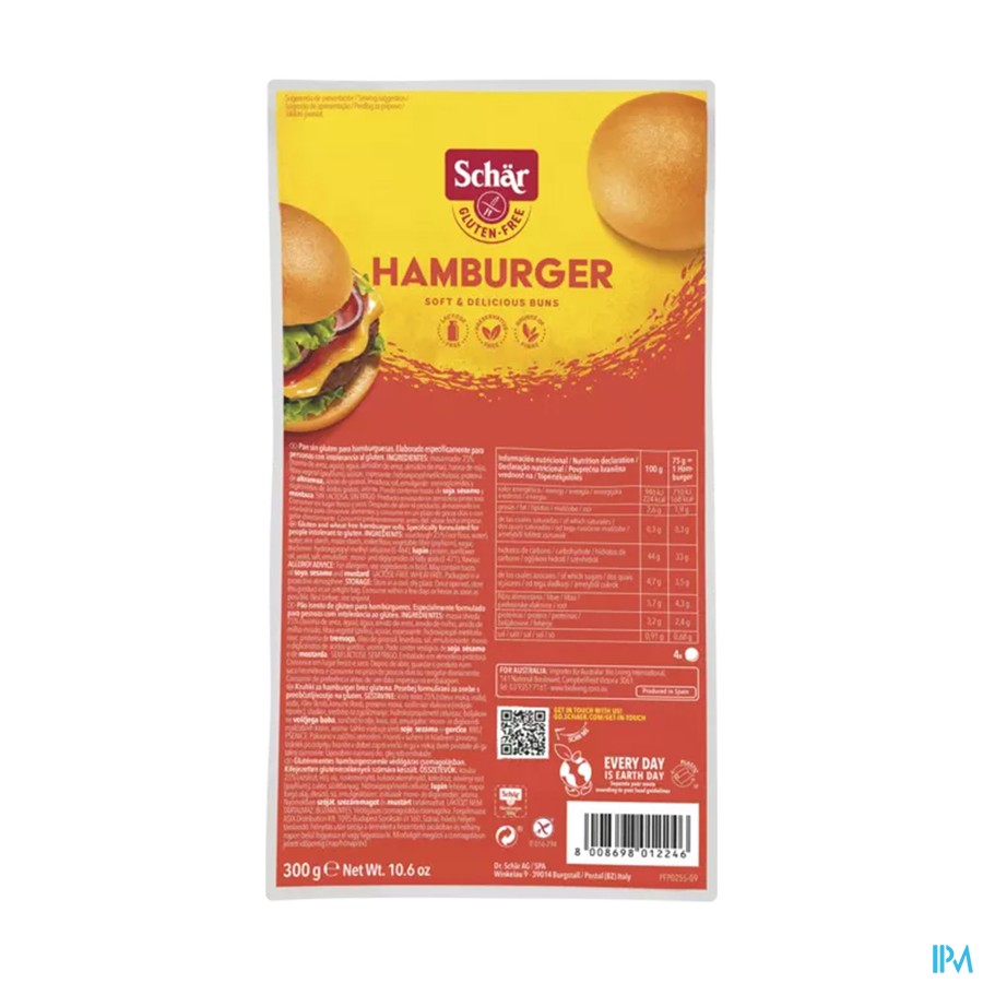 Schar Hamburger Broodjes 4x75g 3202 Revogan