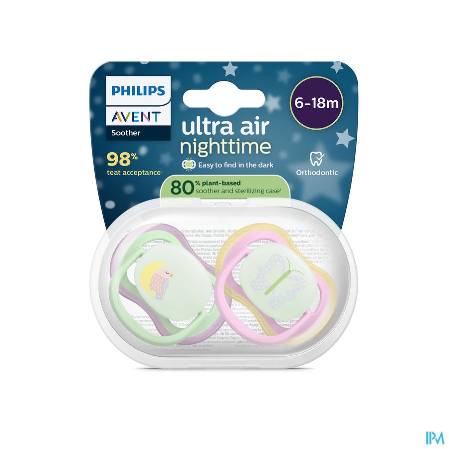 Philips Avent Fopspeen +6m Air Night Vogel/vlind.2