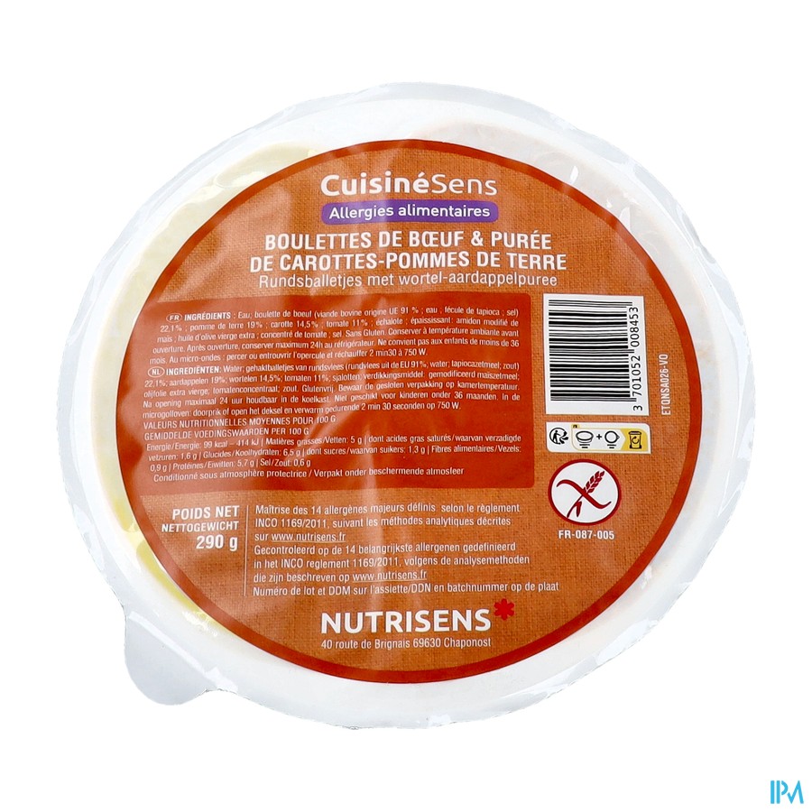 Nutrisens Cuisinesens Rundsball.&wortelp.all 290g