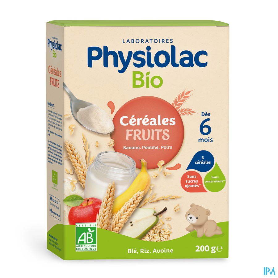 Physiolac Cereales Fruits Bio 200g