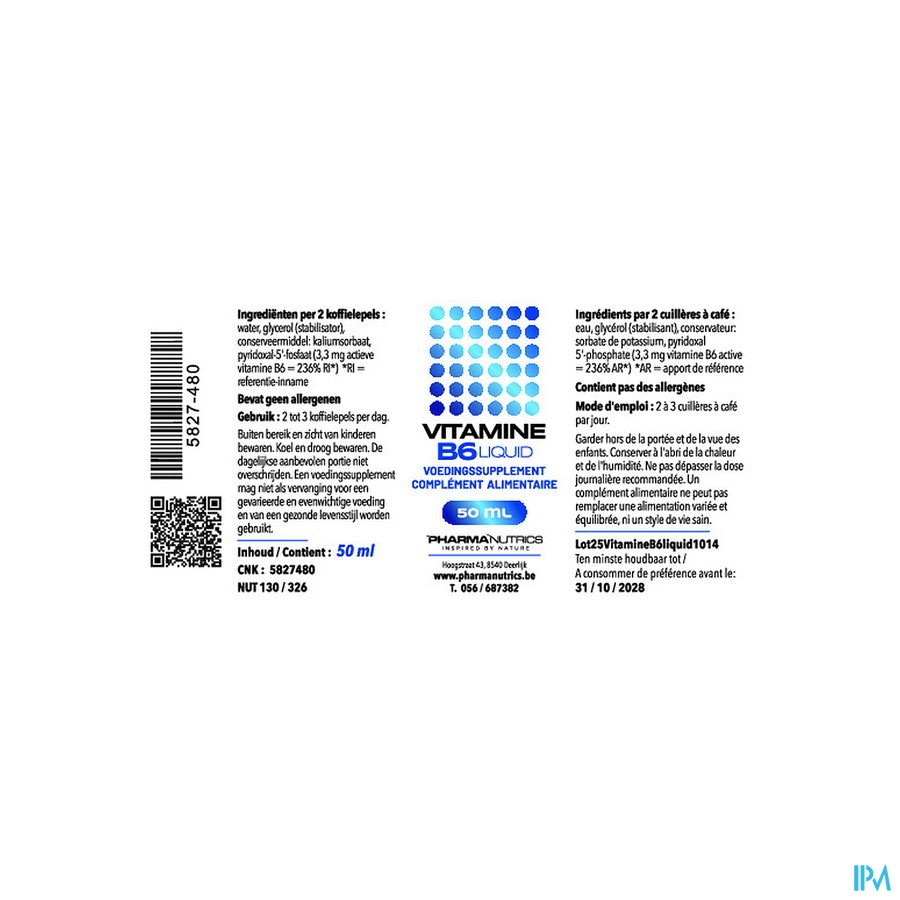 Vitamine B6 Druppels 50ml Pharmanutrics