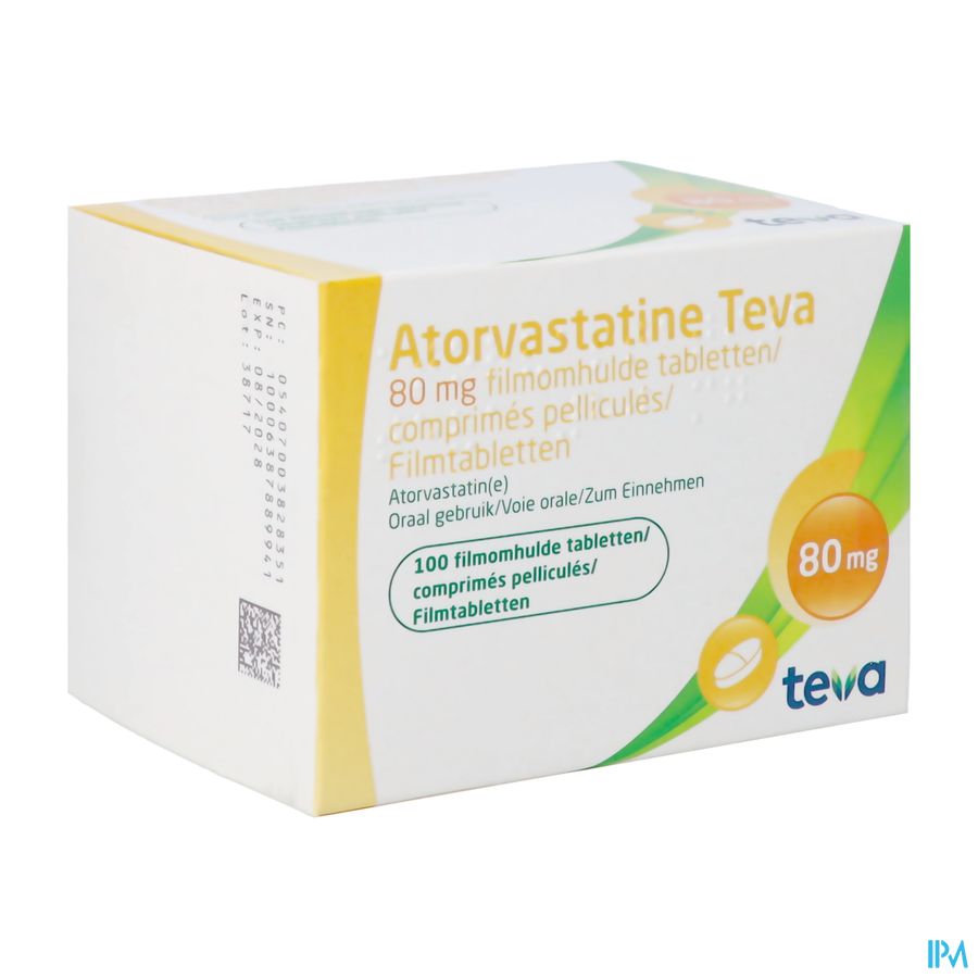 Atorvastatine Teva 80mg Filmomh Tabl100 Blister Nf
