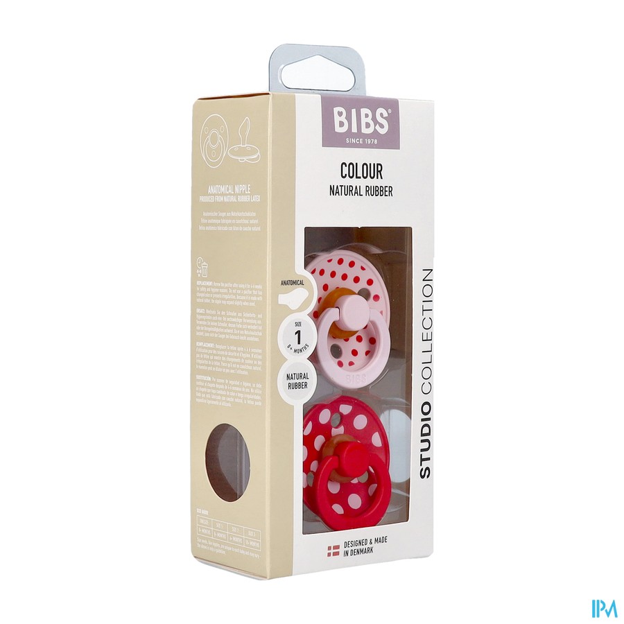 Bibs 1 Fopspeen Anatomic Studio Duo Polka Bl/apple