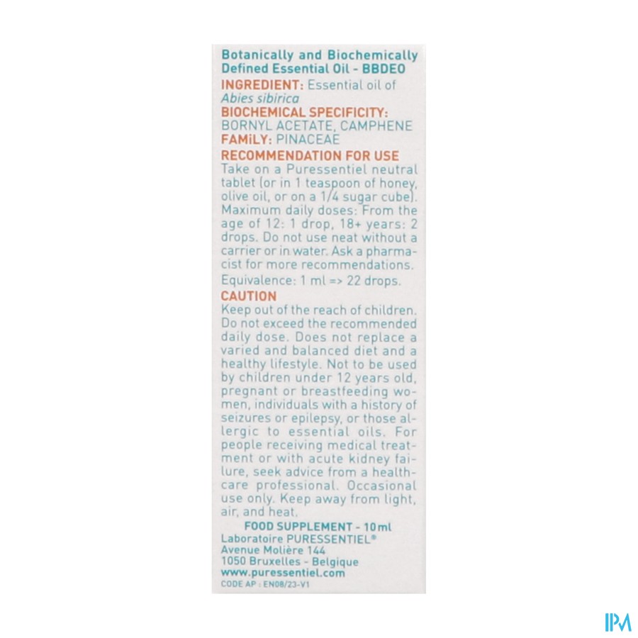 Puressentiel Eo Siberische Spar Bio 10ml