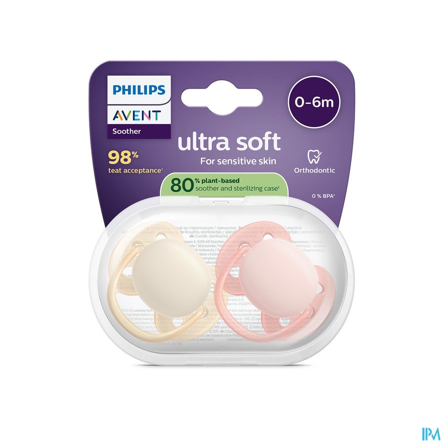 Philips Avent Fopspeen +0m Soft Roze/beige 2