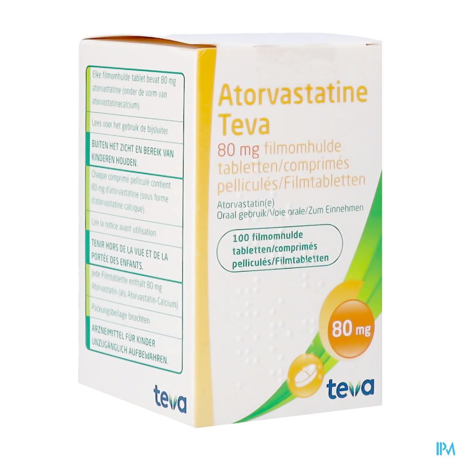 Atorvastatine Teva 80mg Comp Pell 100 Pot