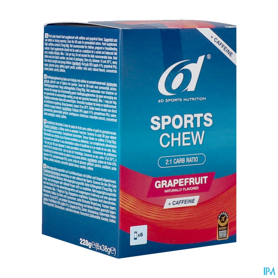 6d Sports Chew Grapefruit + Caffeine 6x38g