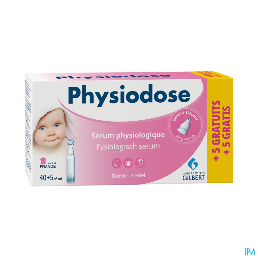 Physiodose Serum Fysio Ud Ster 40x5ml+5 Gratis