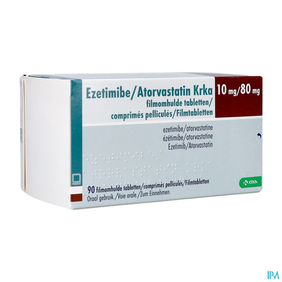 Ezetimibe/atorvastatine Krka 10/80mg Film.tabl 90