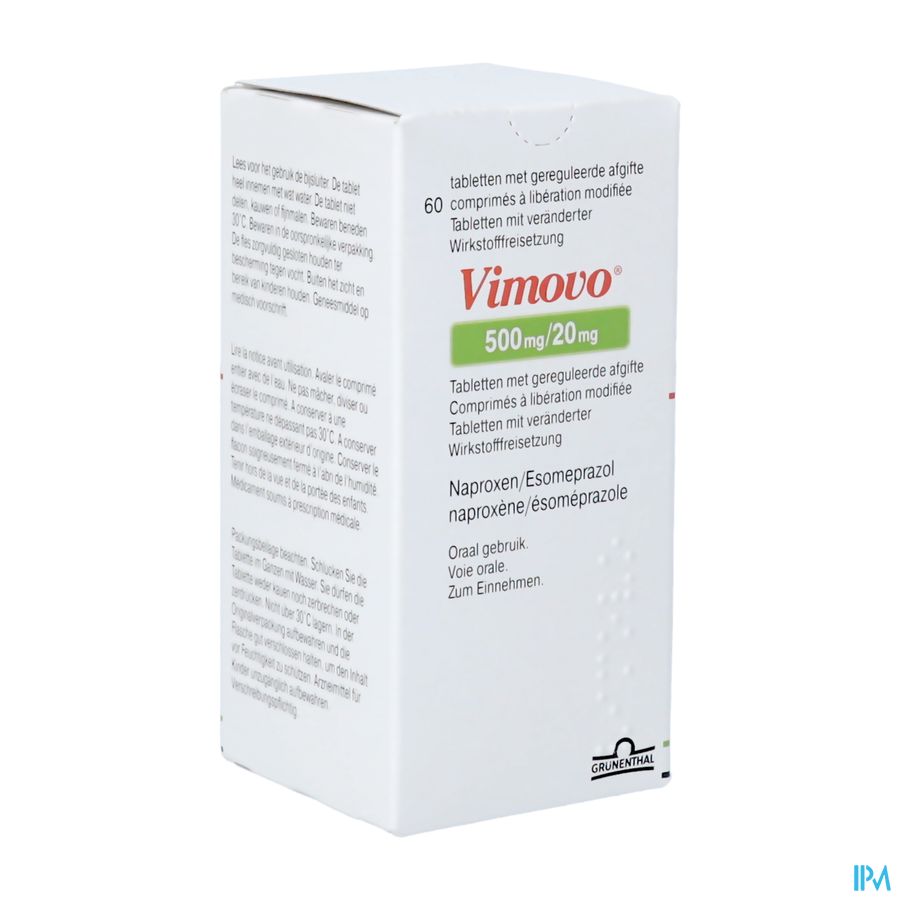 Vimovo 500mg/20mg Tabl Met Gereguleerde Afl 60