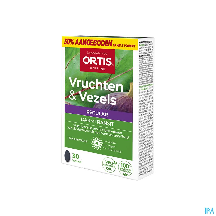 Ortis Vruchten & Vezels Regular Comp 2x30 2e -50%