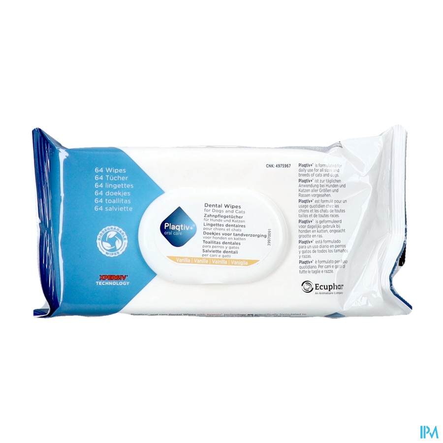 Plaqtiv+ Oral Care Wipes Vanilla 60