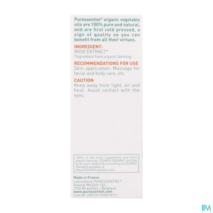 Puressentiel Plantaardige Olie Bio Muskusroos 50ml