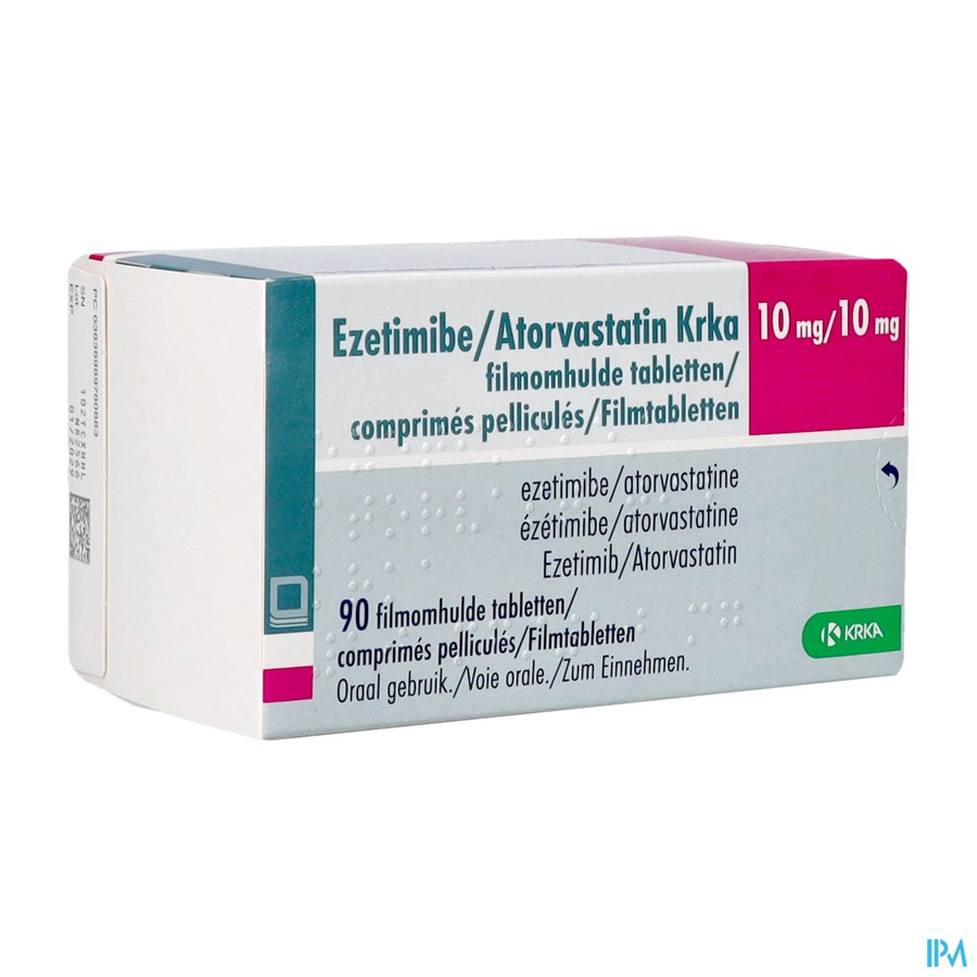Ezetimibe/atorvastatine Krka 10/10mg Film.tabl 90