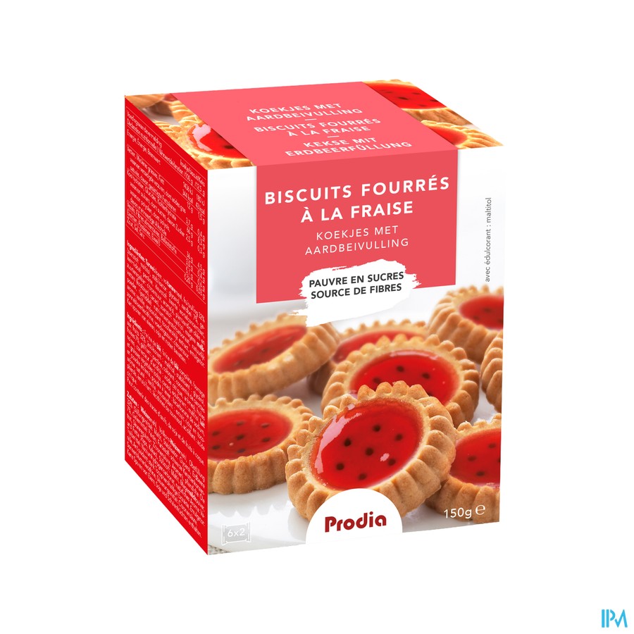 Prodia Gevulde Koekjes Aardbei 150g 5850 Revogan