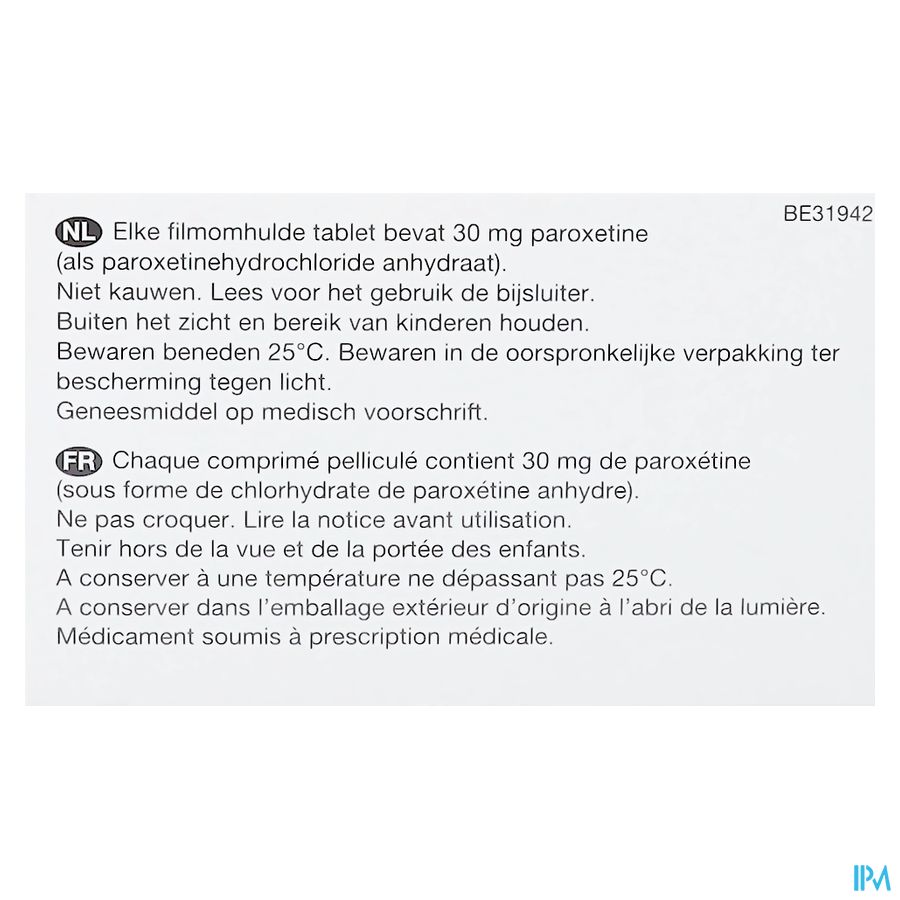 Paroxetine Viatris 30mg Comp 100 Blister 4