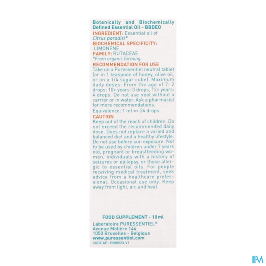 Puressentiel Eo Pompelmoes Bio 10ml