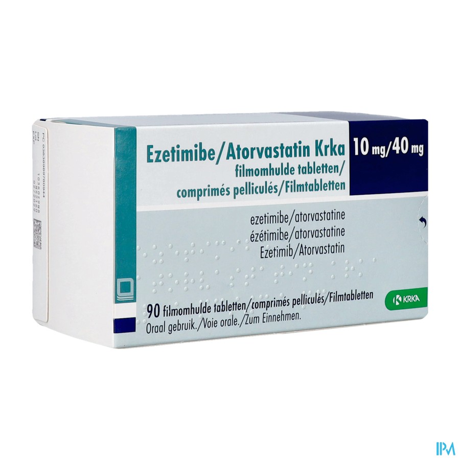 Ezetimibe/atorvastatine Krka 10/40mg Film.tabl 90