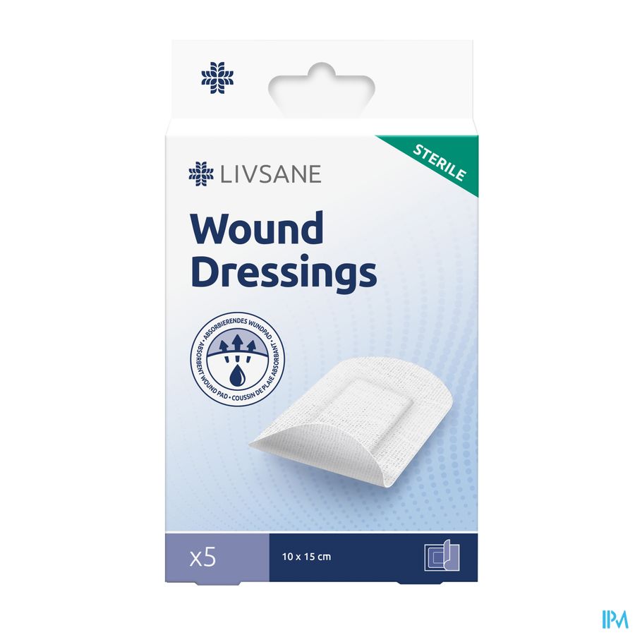 Livsane Sterile Wound Dressings 10cmx15cm 5