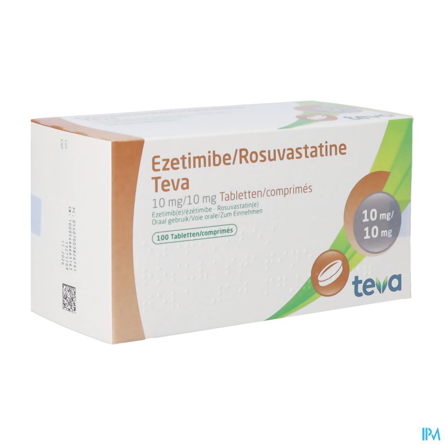 Ezetimibe Rosuvastatine Teva 10mg/10mg Comp 100 Ezetimibe Rosuvastatine Teva 10mg/10mg Comp 100