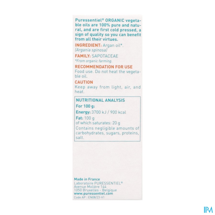 Puressentiel Plantaardige Olie Bio Argan 50ml