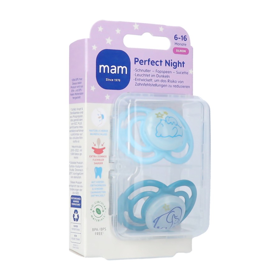 Mam Perfect Night Sucette Silic. Pure 6-16m Bleu 2