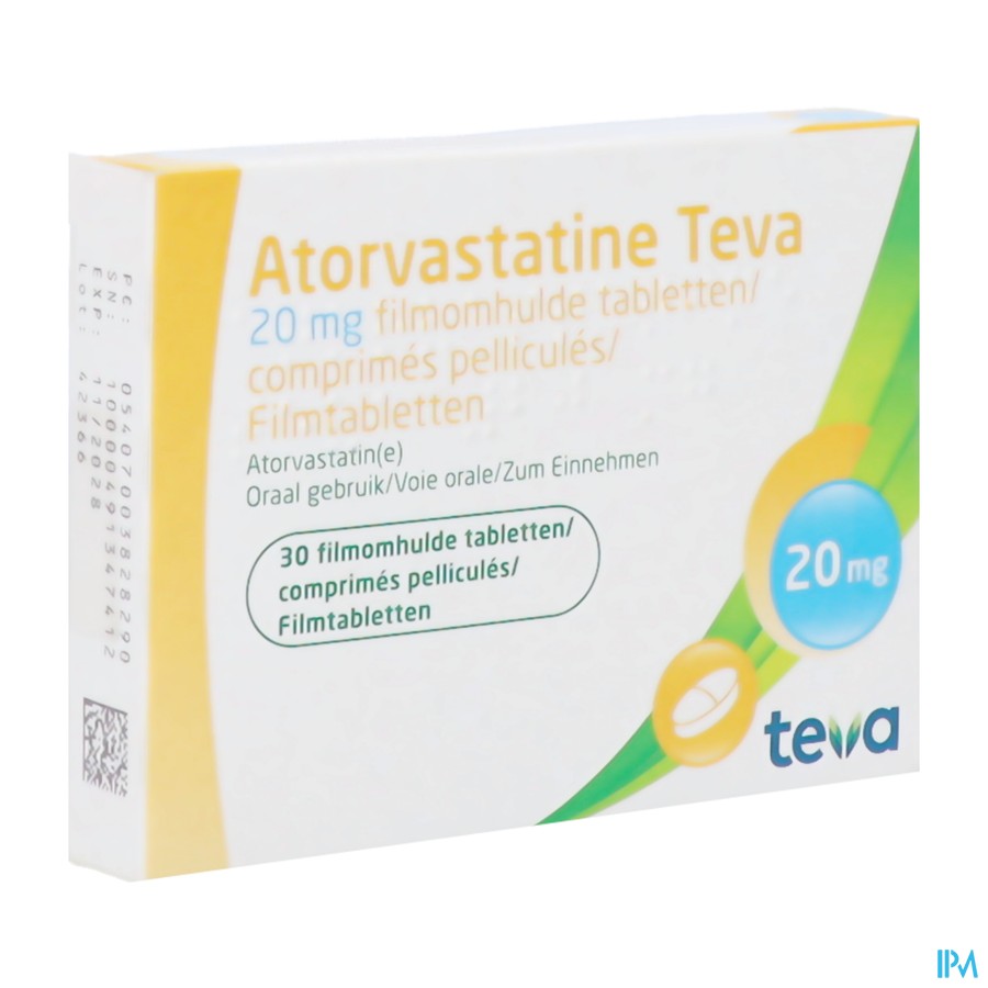 Atorvastatine Teva 20mg Filmomh Tabl 30 Blister