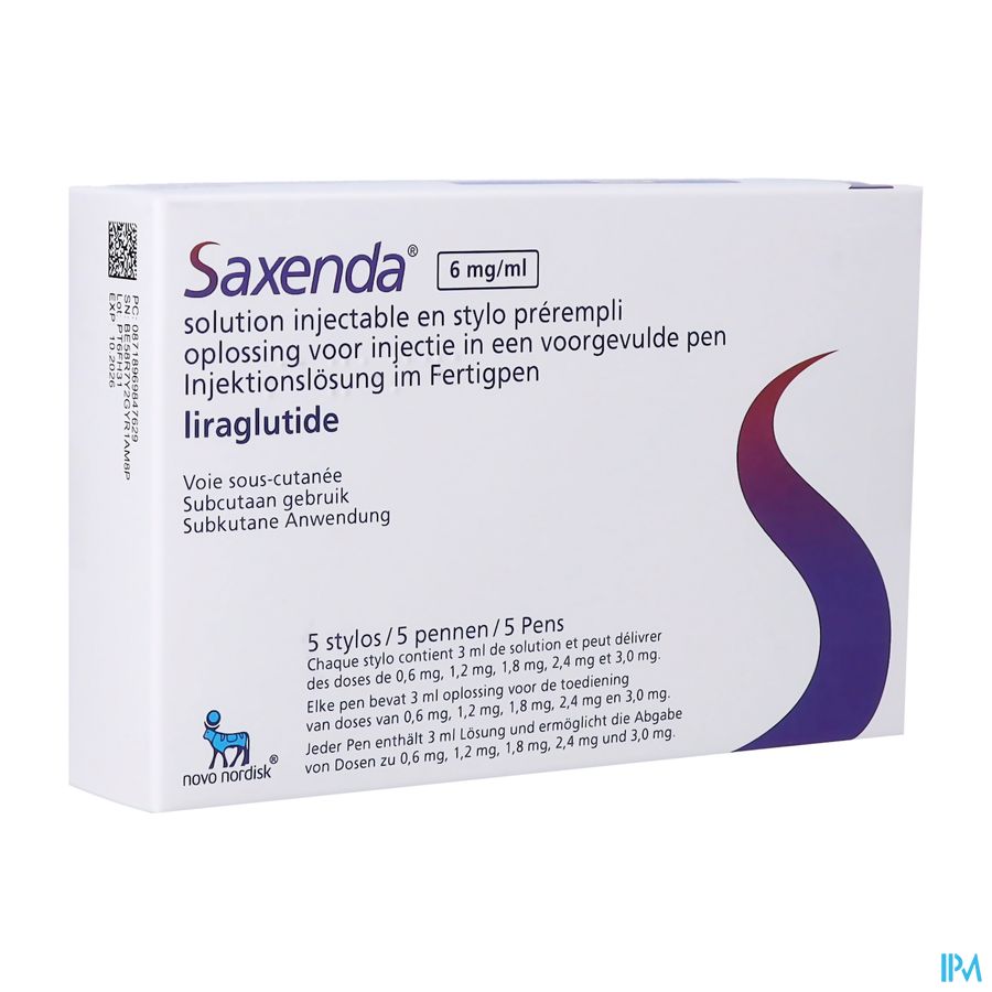 Saxenda Orifarm 6mg/ml Opl Inj Voorgev. Pen 5x3ml