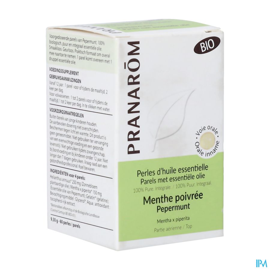 Pranarom Eo Pepermunt Bio Parels 60