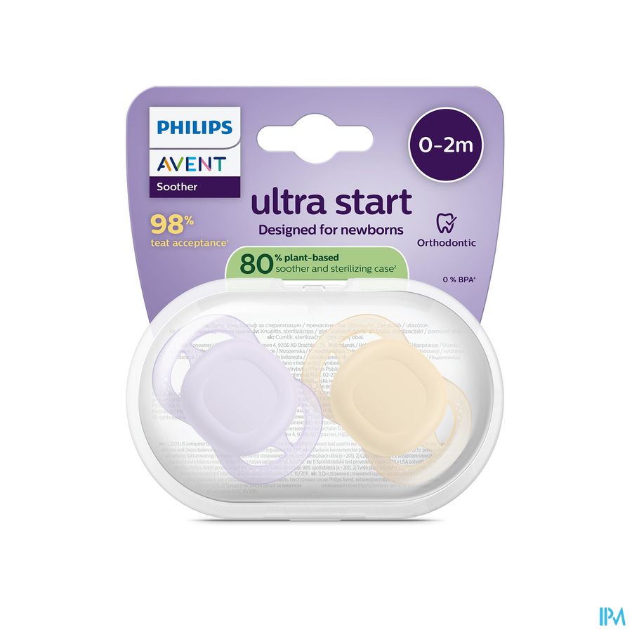 Philips Avent Fopspeen +0m Start Perzik/lila Eff.2