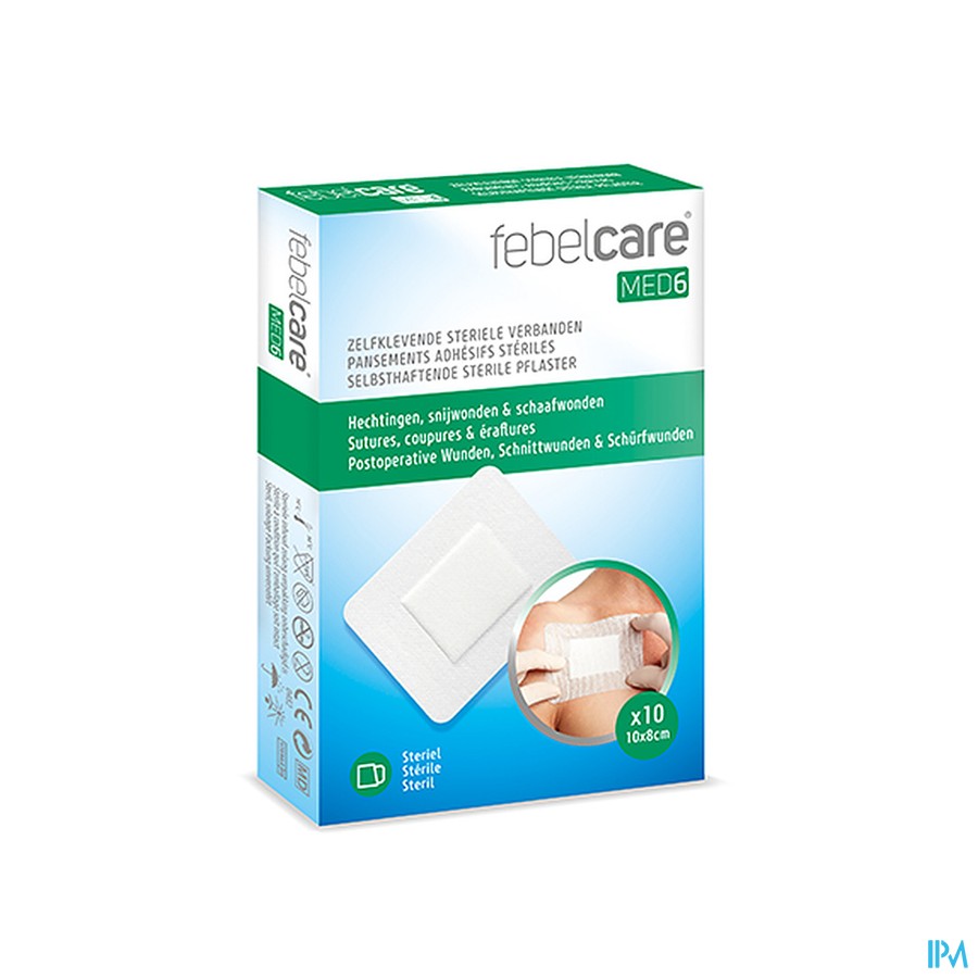 Febelcare Med6 Zelfkl.steriele Verband.10x8cm 10st