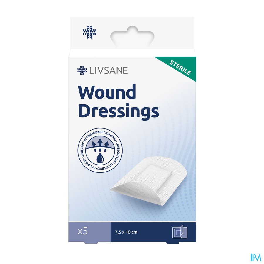 Livsane Sterile Wound Dressings 7,5cmx10cm 5