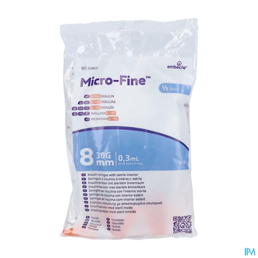 Microfine Insuline Spuit 0,3ml 30g 8mm 10