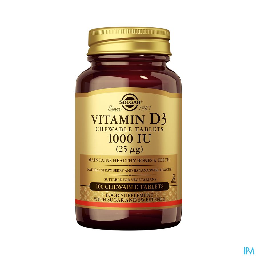 Solgar Vitamin D 3 1000iu Kauwtabl 100 Solgar Vitamin D 3 1000iu Kauwtabl 100