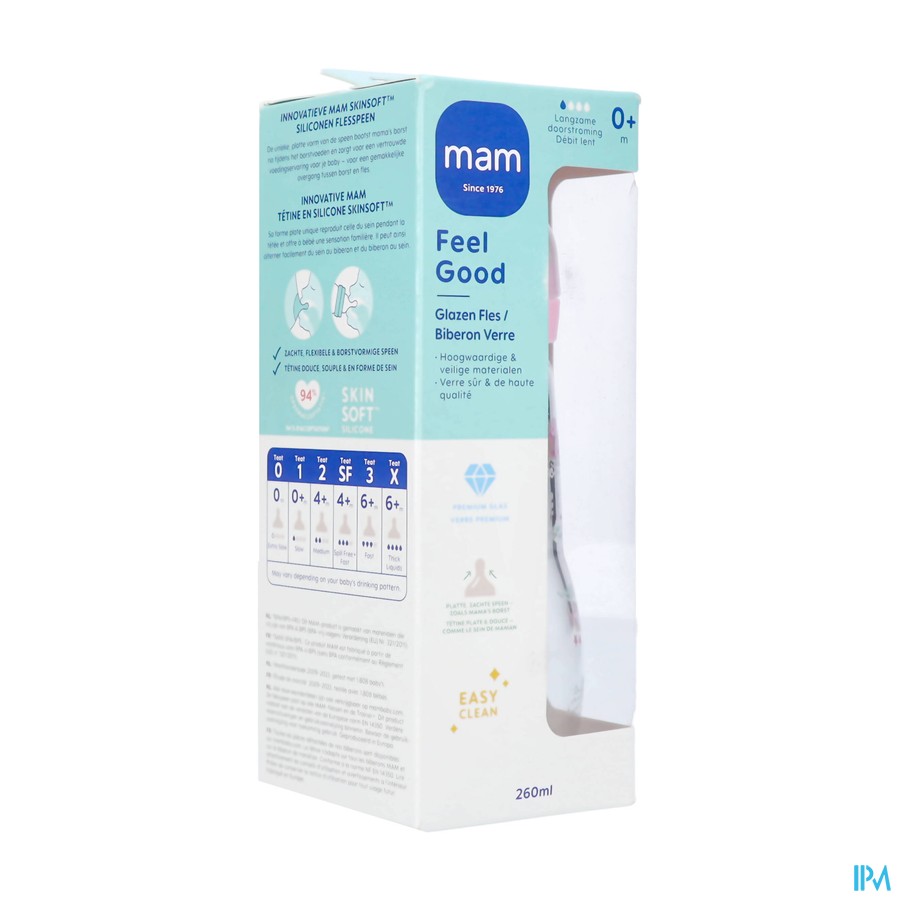 Mam Feel Good Glass Bottle Matt Girl 260ml