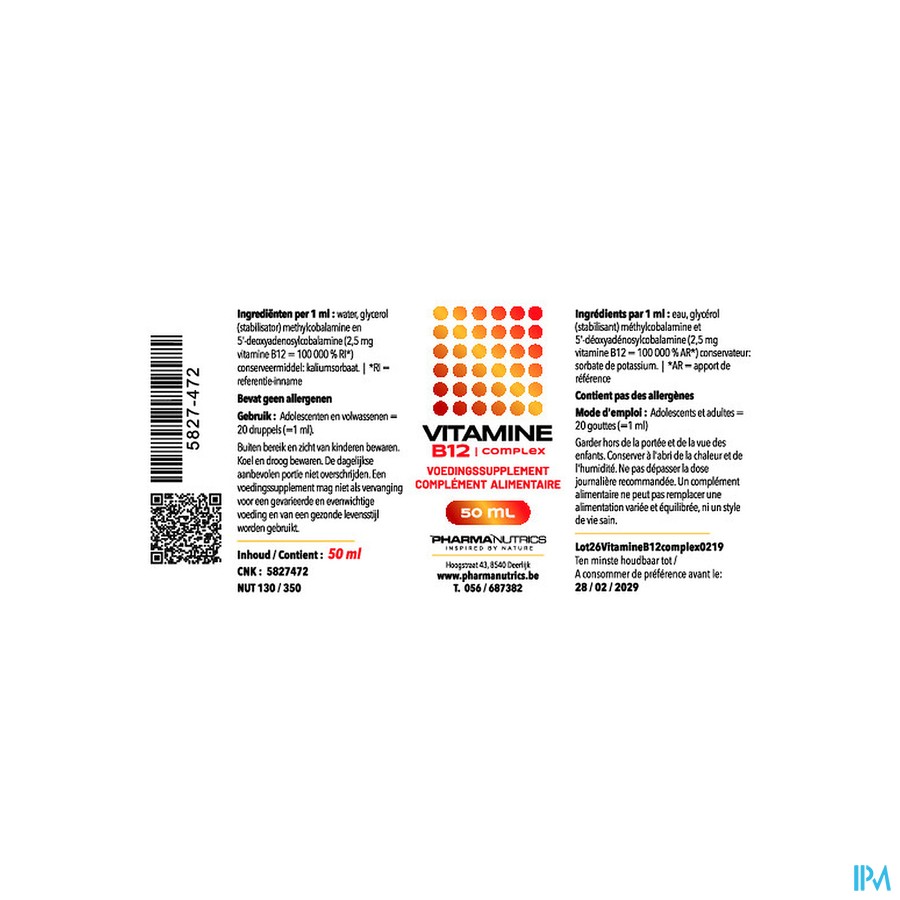 Vitamine B12 Complex Druppels 50ml Pharmanutrics