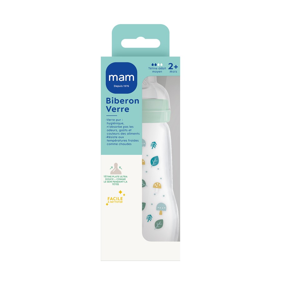 BIB MAM VER 1AGE DEB/2 BLEU 260ML