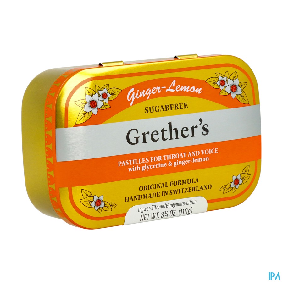 Grether's Suikervrij Pastilles Gember-citroen 110g