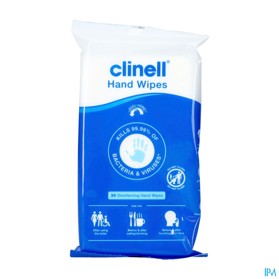 Clinell Lingettes Desinfectant Mains 30