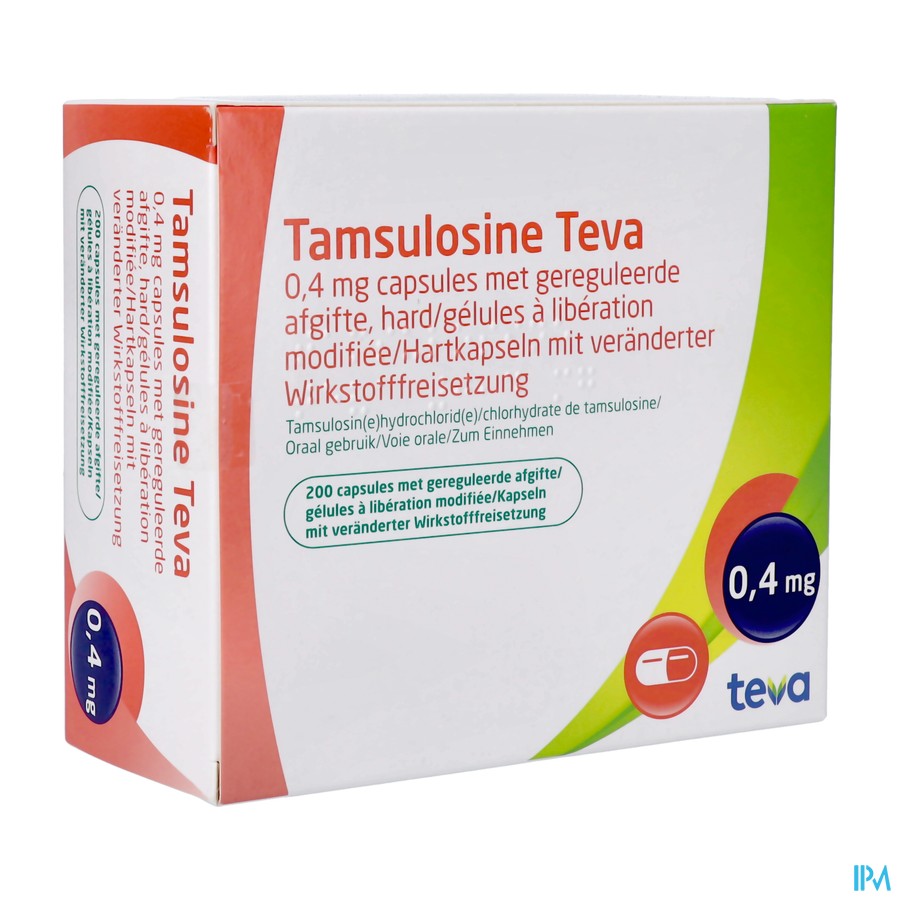 Tamsulosine Teva 0,4mg Lib.modif. Caps 200 Pip