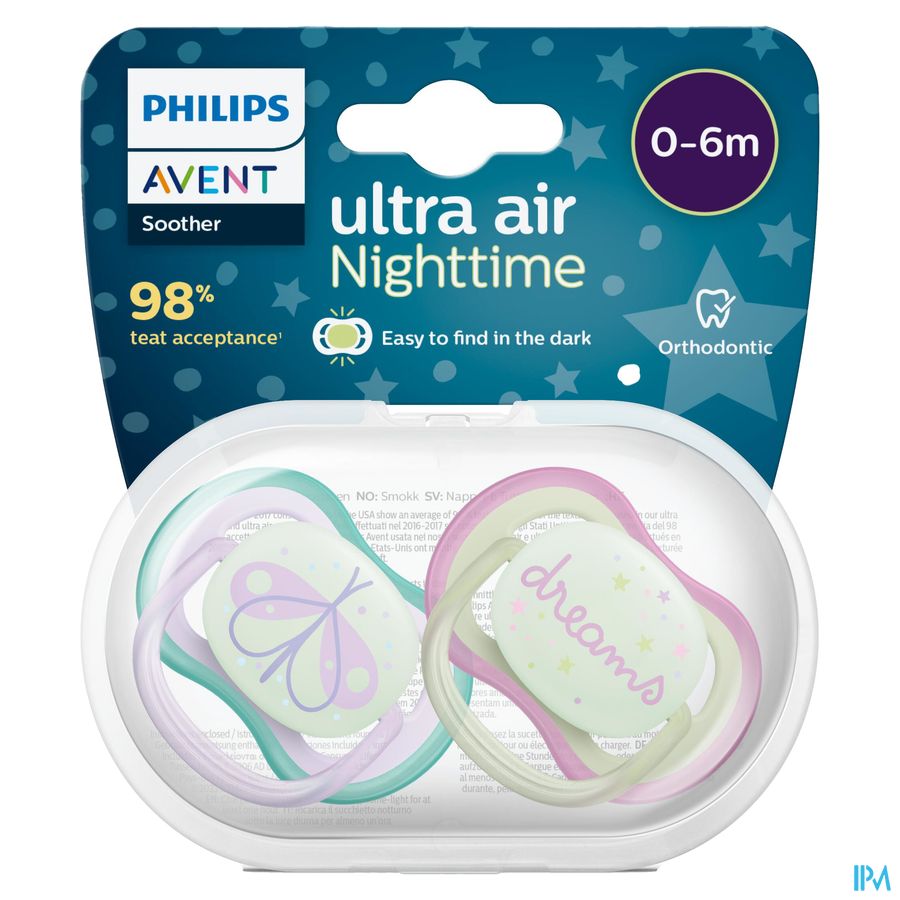 Philips Avent Fopspeen +0m Air Night Mix Scf376/17
